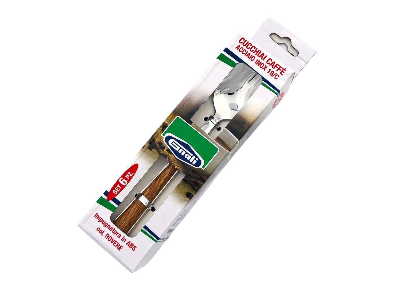 Cucchiaio caffè manico rovere set da 6 cucchiai