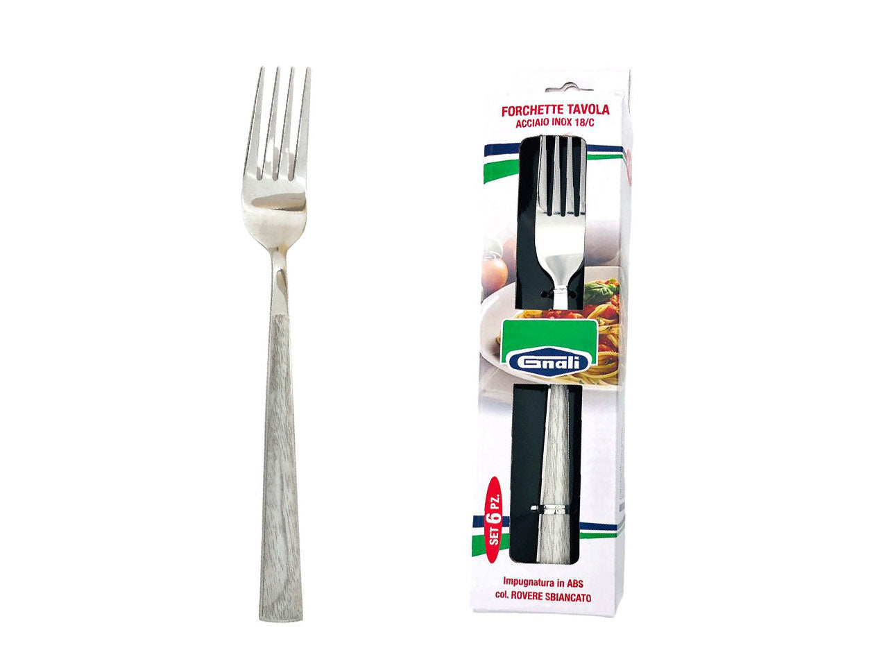 Forchetta tavola manico rovere sbiancato set da 6 forchette