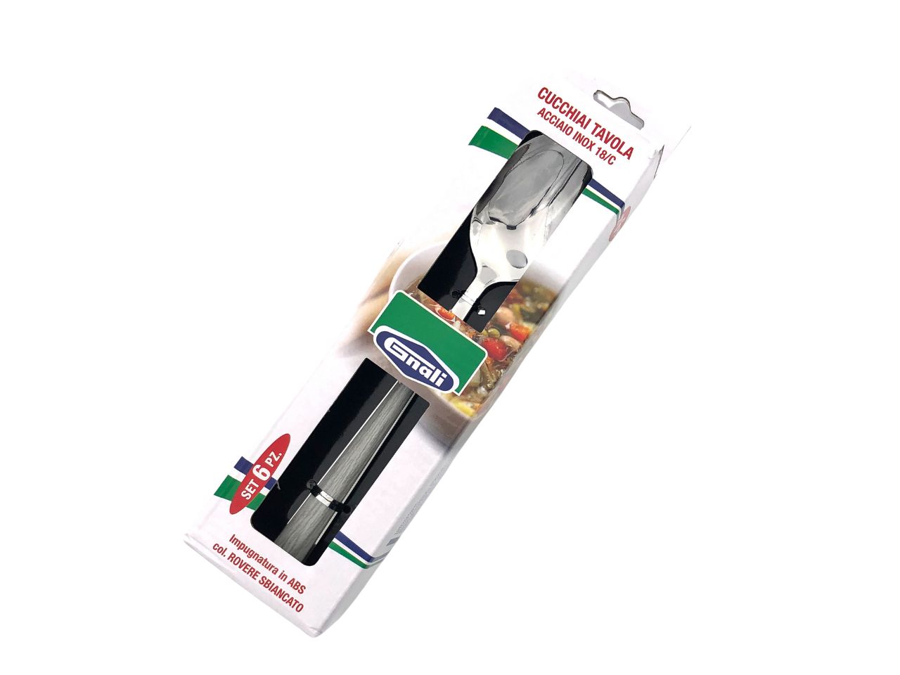 Cucchiaio tavola manico rovere sbiancato set da 6 cucchiai