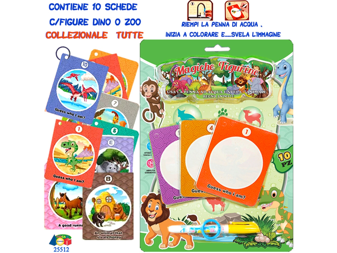 10 schede da colorare con pennarello