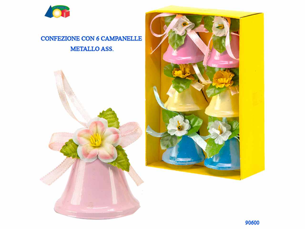 Appendino campanella in metallo in confezione da 6 pezzi colori assortiti