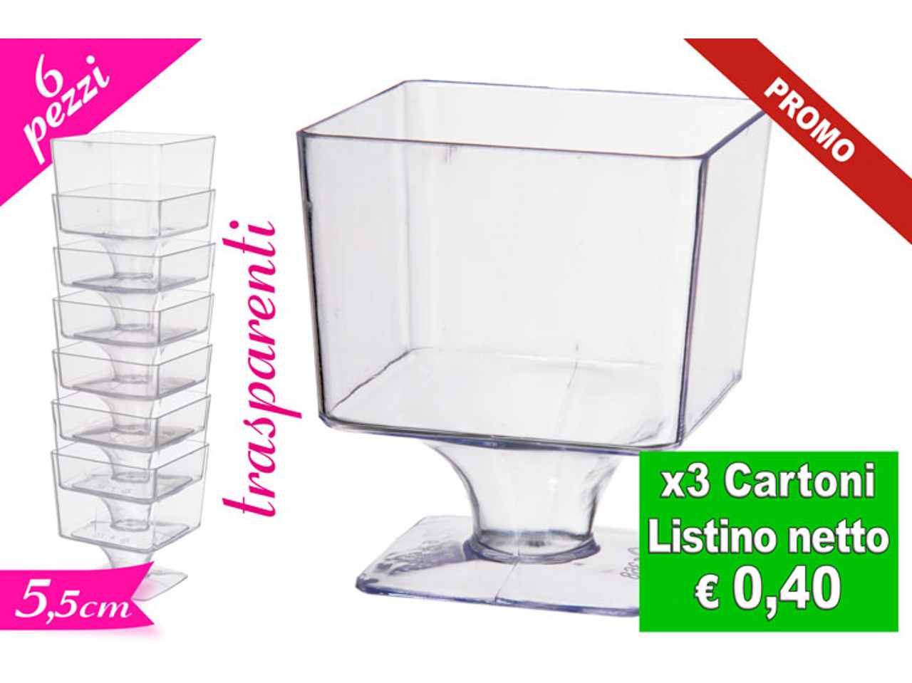 Bicchierino quadrato 6 pezzi 705732a $