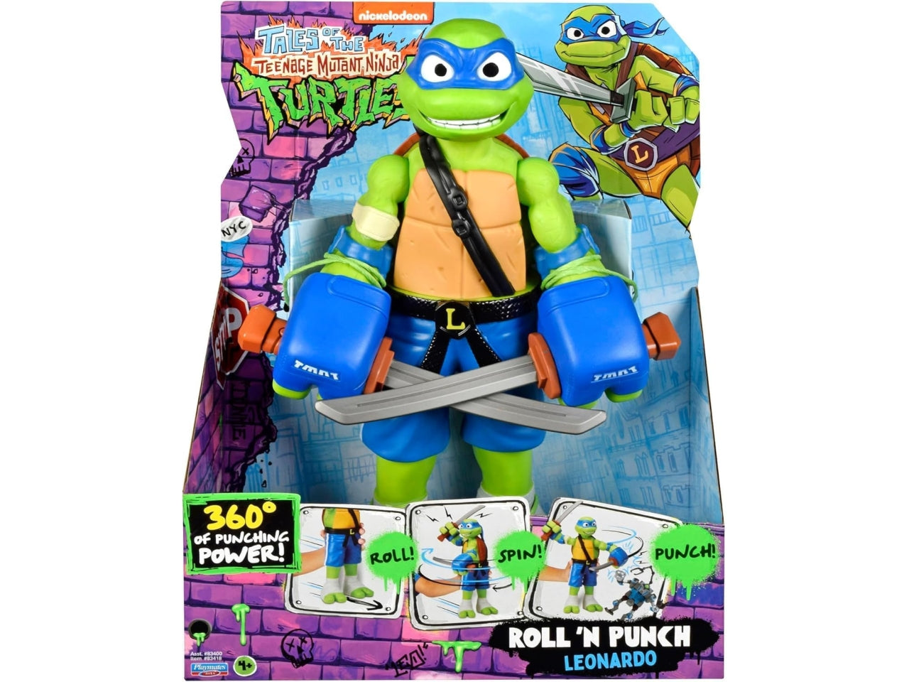 Turtles personaggio rolling punch leo - Leonardo in versione personaggio gigante 30 cm con funzione! Spostandolo - Giochi Preziosi