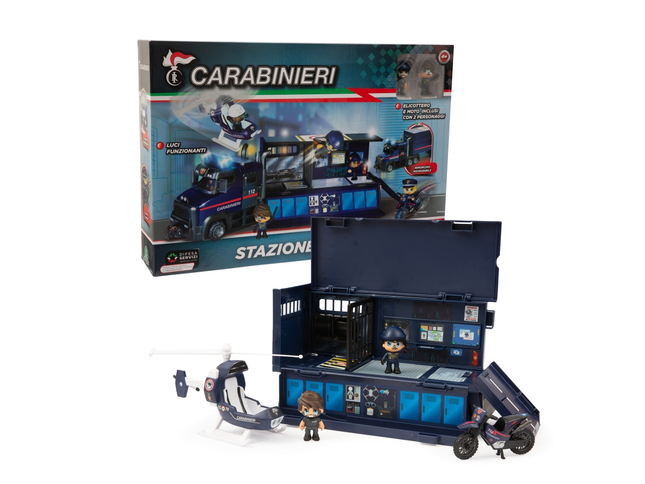 Carabinieri camion con 2 personaggi +veicolo - Il camion apribile e attrezzato è la nuova stazione mobile - Giochi Preziosi