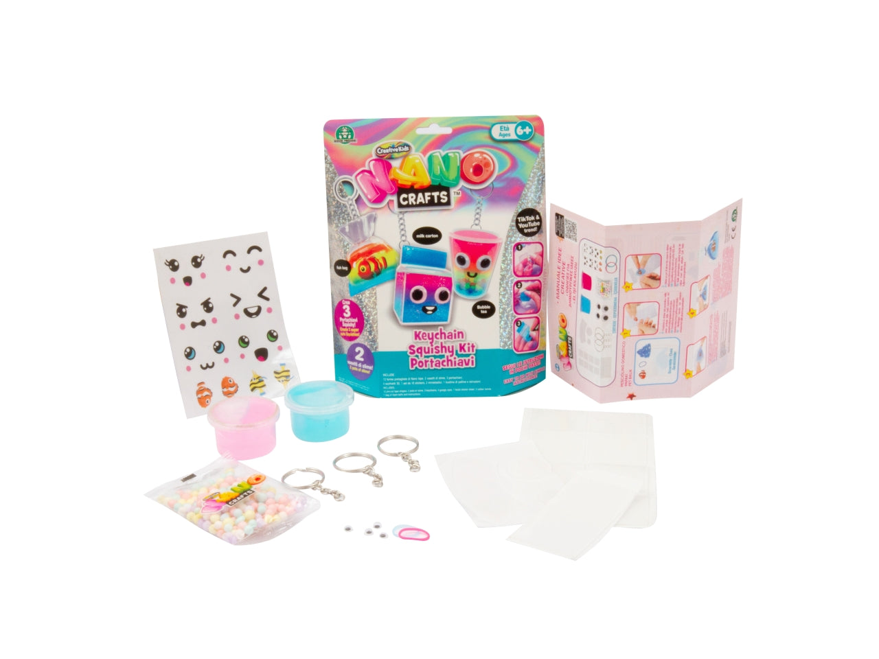 Nano craft portachiavi squishy kit - Questo kit completo di forme pre-tagliate di nano tape, slime - Giochi Preziosi
