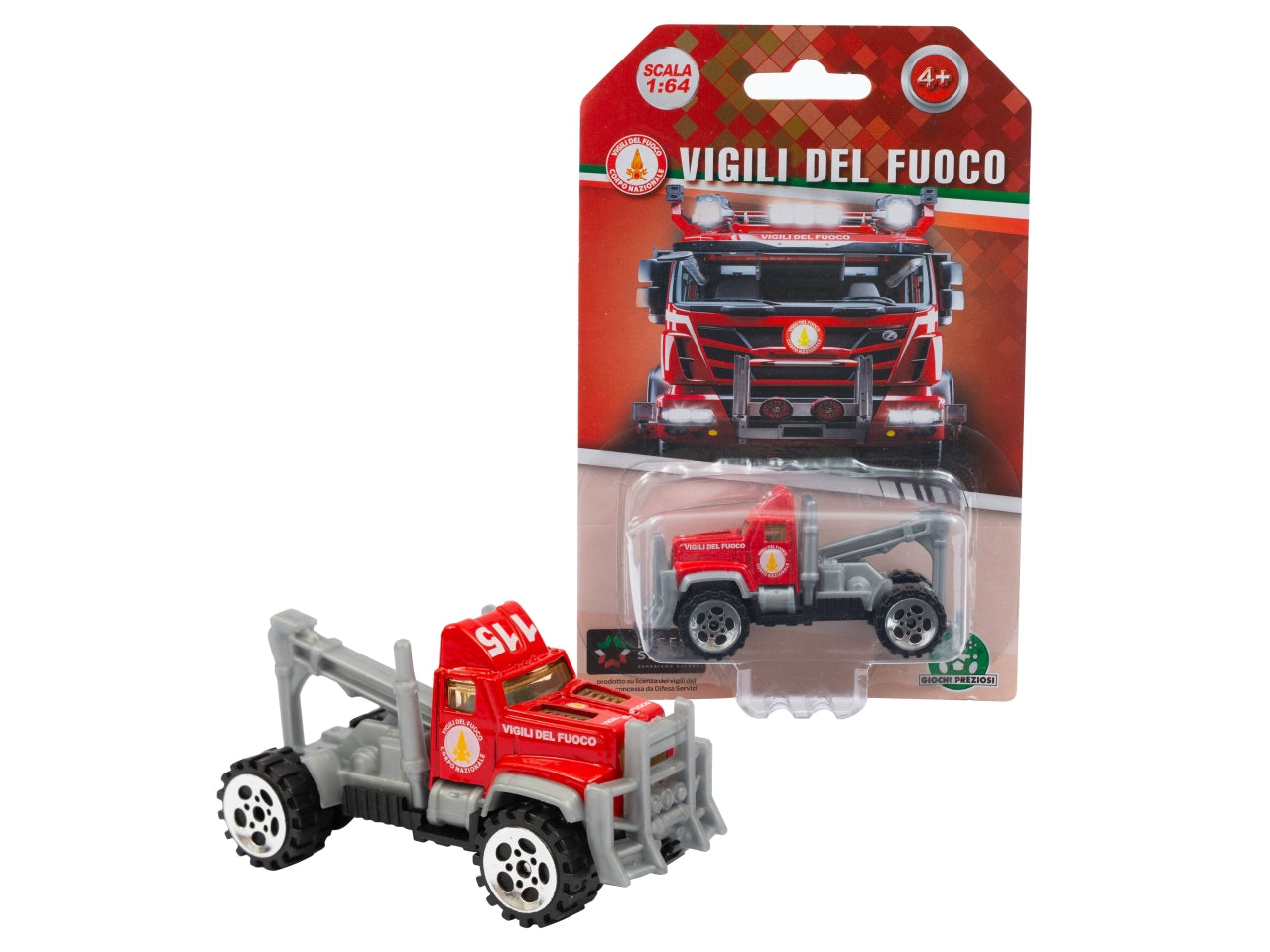 Camion gru vigili del fuoco die cast, 1:64 per bambini dai 4+ anni - Giochi Preziosi