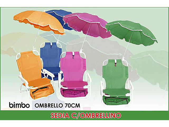 Sedia in tessuto con ombrello e sacca 38x38xh52cm in 3colori assortiti