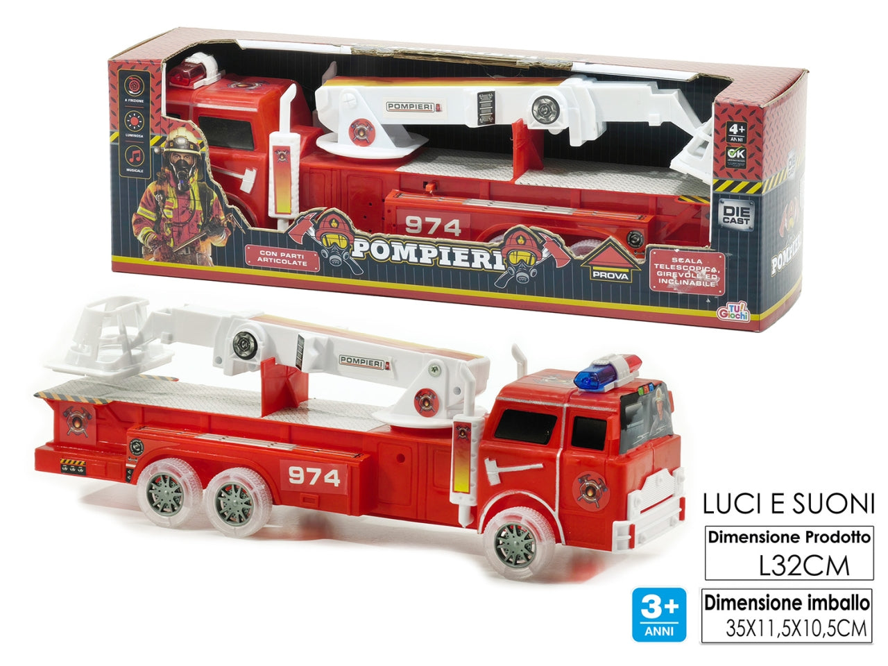 Camion pompieri c/luci e suoni 102382
