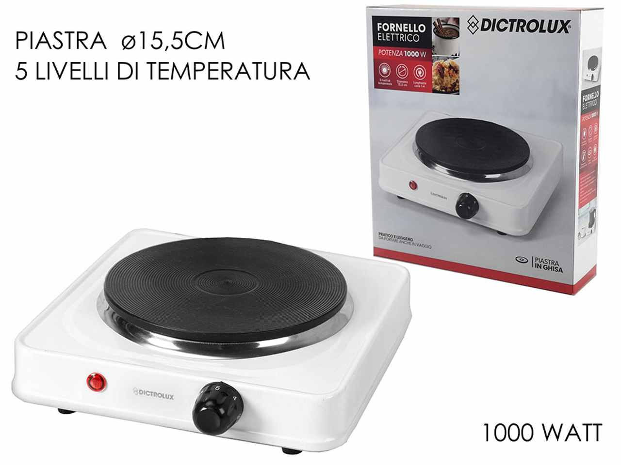 Fornello elettrico 1000w con termostato