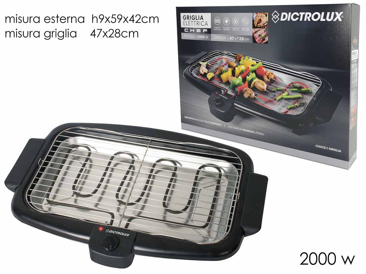 Griglia elettrica 2000W chef