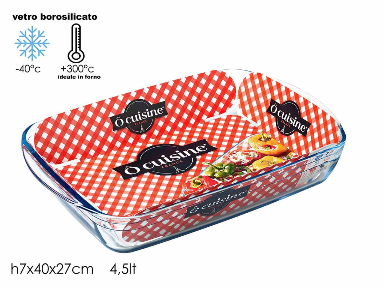 Pirofila Ocusine in vetro rettangolare Xl 40x27cm