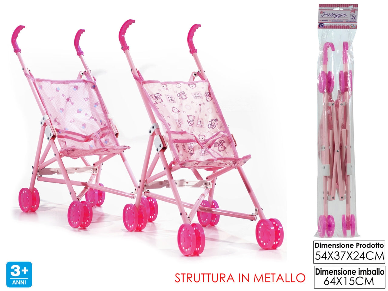 Passeggino rosa metallo 100331
