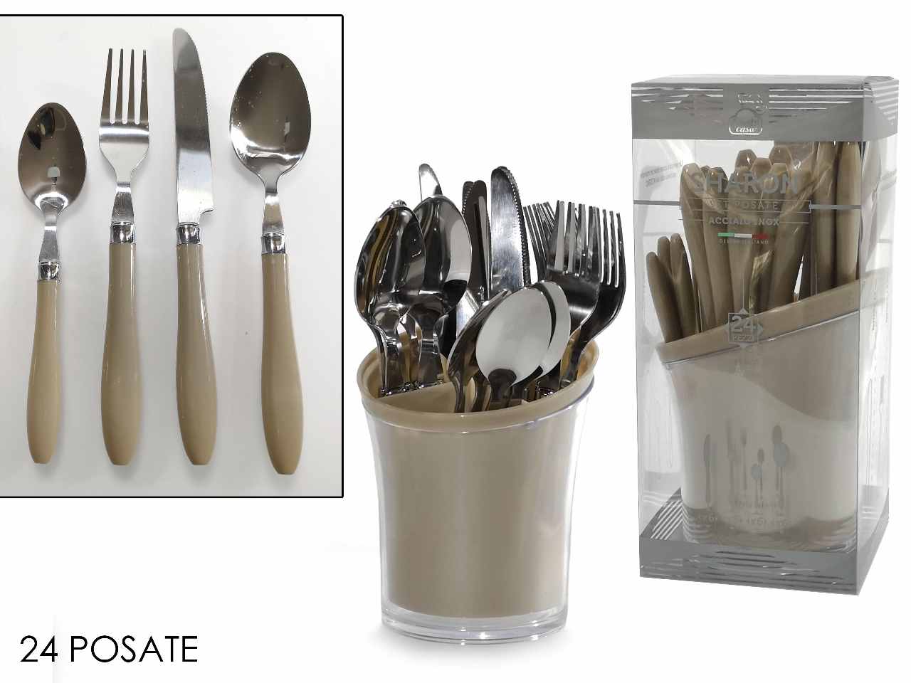 Posate kharisma 24 pezzi c/portaposate