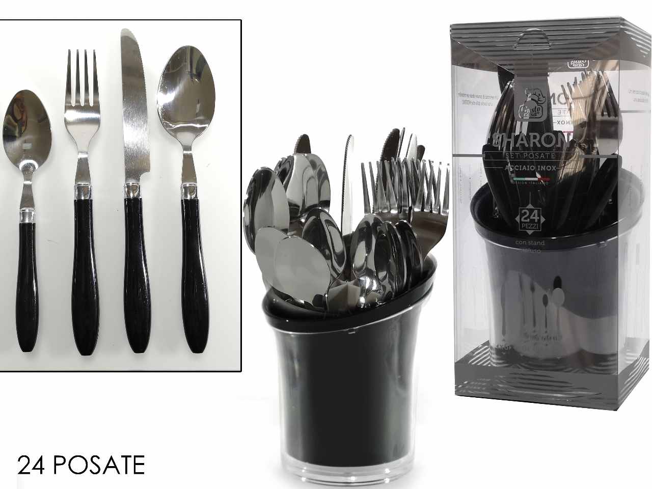 Posate 24 pezzi c/portaposate 576619