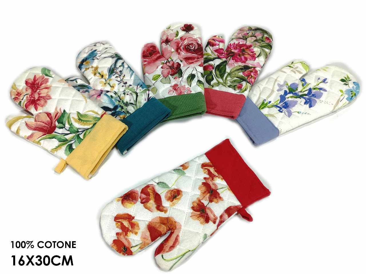 Guanto 16x30cm fiori 595543