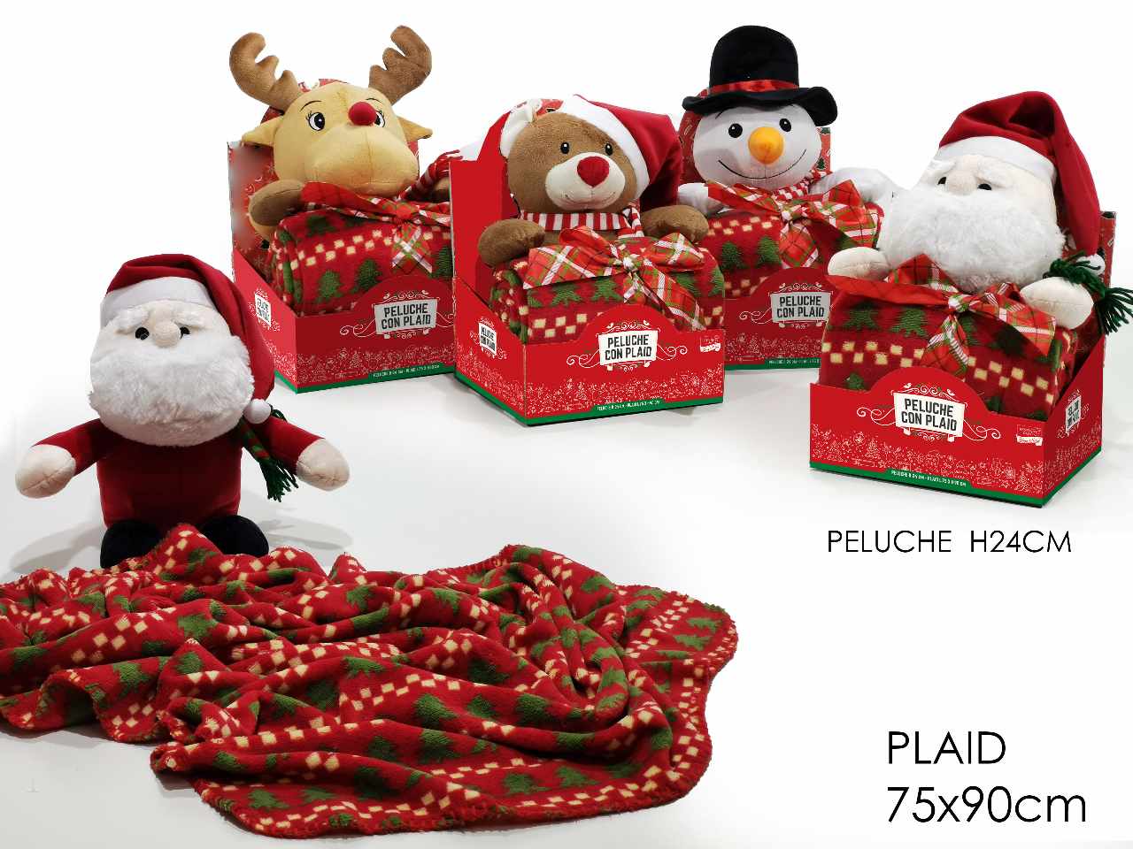 Coperta 75x90cm con peluche natalizio in soggetti assortiti