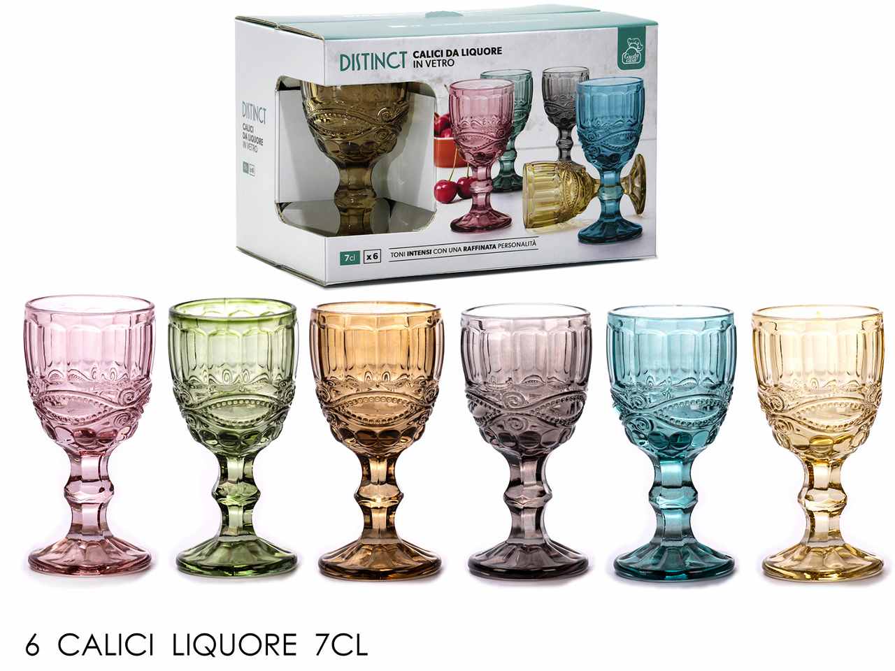 Calici liquore linea distinct 7cl 6 pezzi in 6 assortimenti