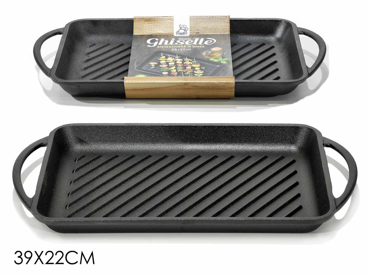 Bistecchiera in ghisa con manici 39x22cm