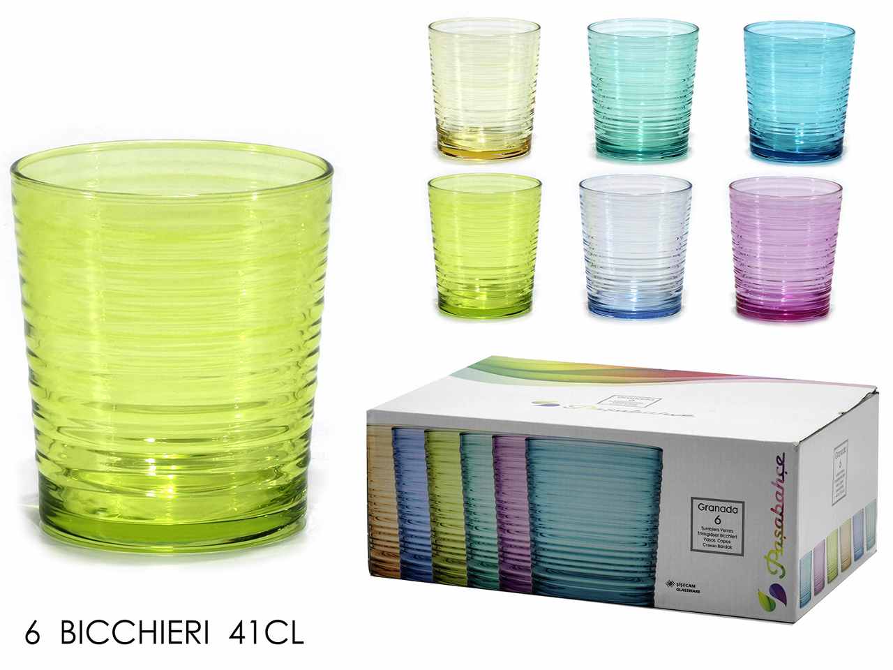 Set 6 bicchieri Granada 41CL 6 assortiti