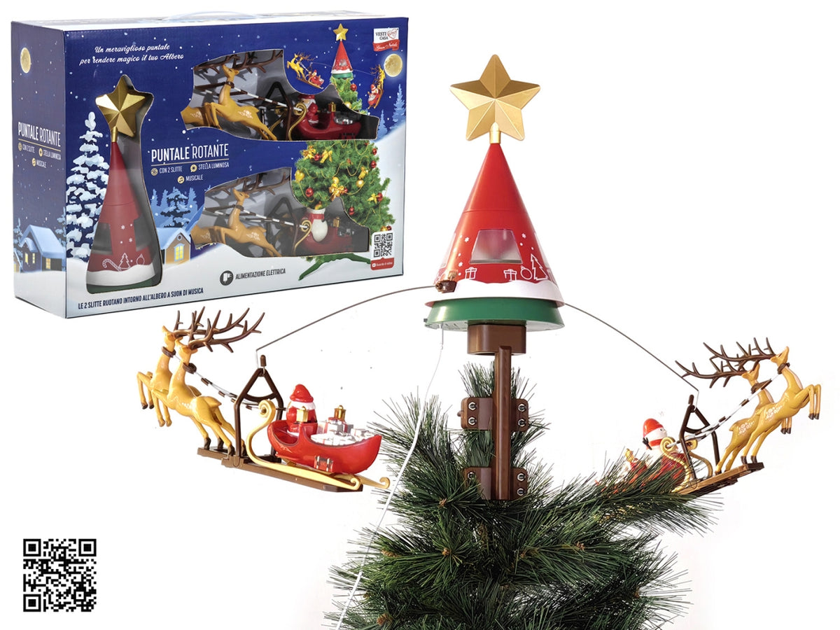 Puntale per albero con slitta rotante e 4 luci led