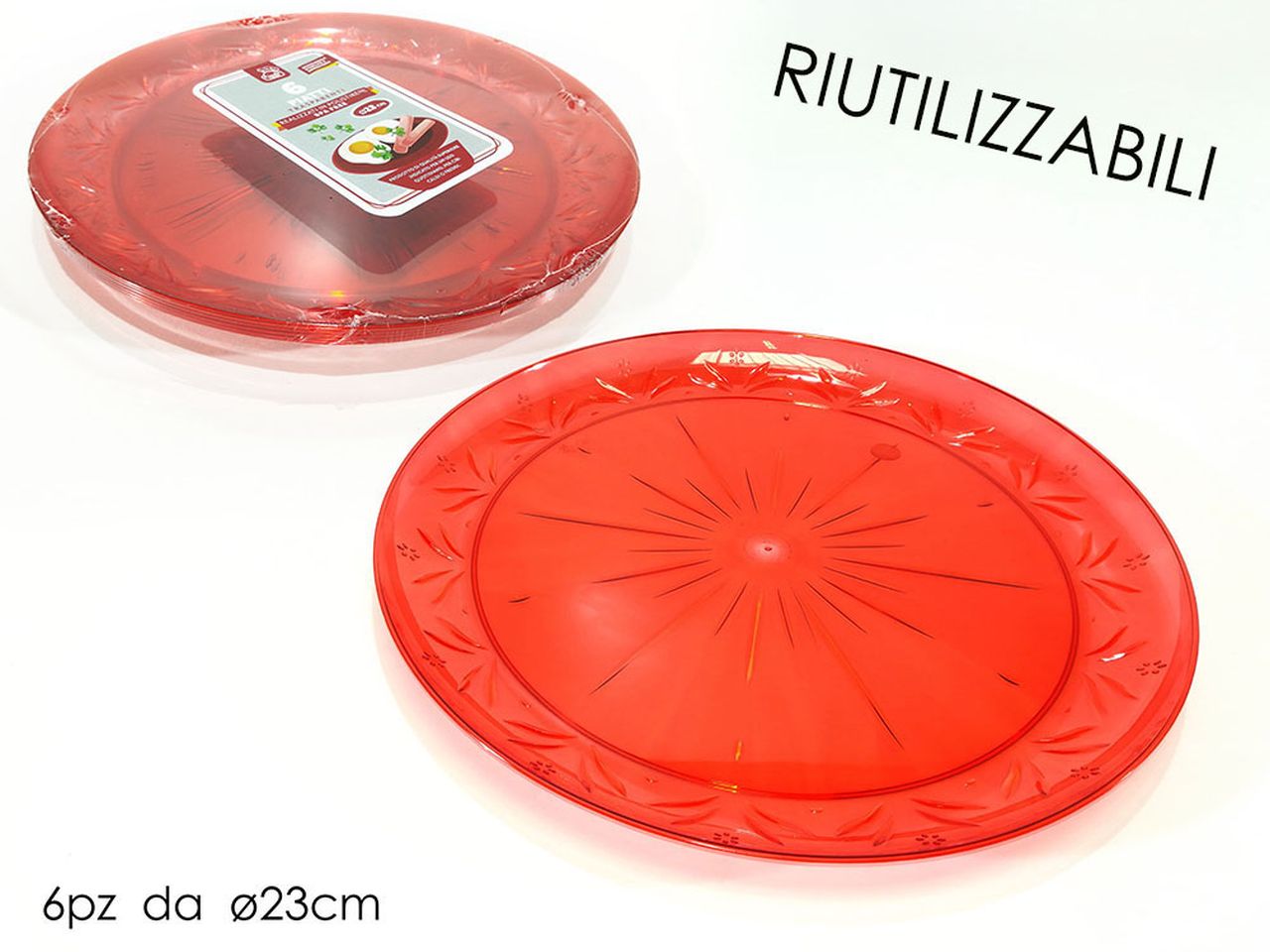 Servizio di piatti 23cm tondi rossi set da 6 piatti