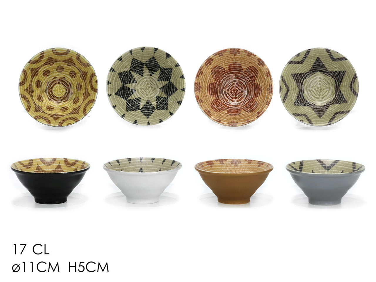 Coppetta in stoneware multicolor stile etnico 10,5x5 cm, 17 cl - Gusto Casa