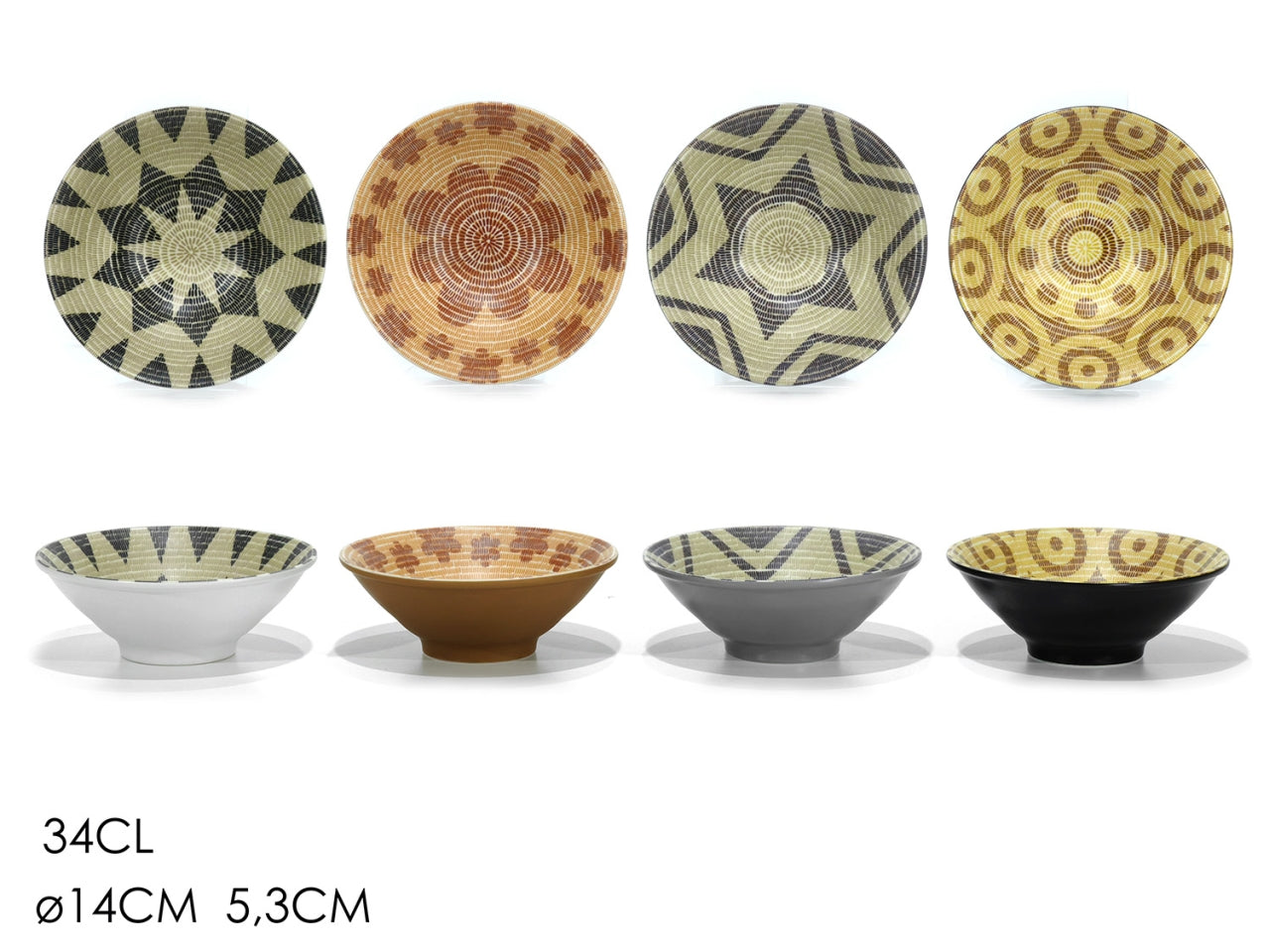 Coppetta in stoneware multicolor stile etnico 14x5 cm, 34 cl - Gusto Casa