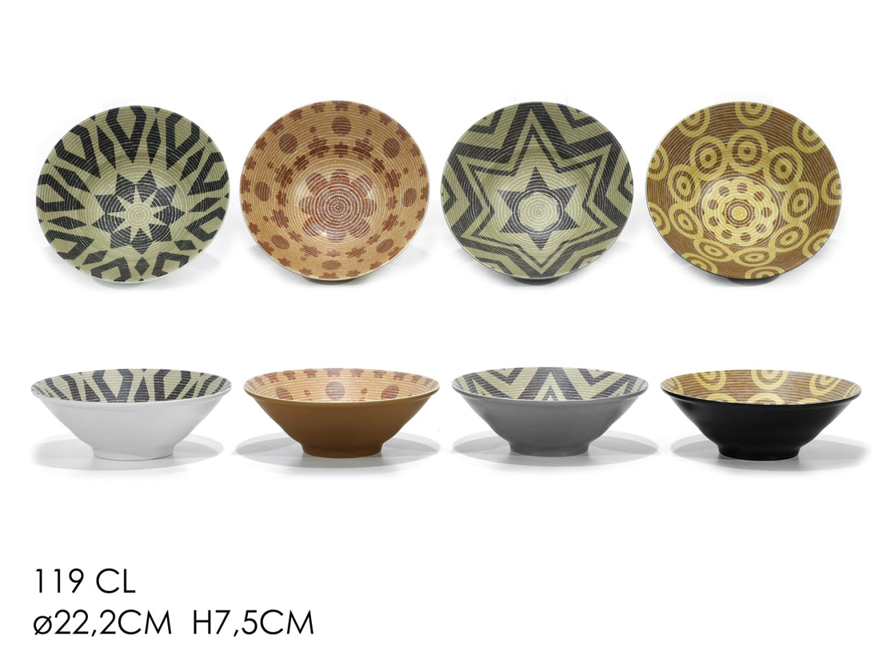 Coppa in stoneware multicolor stile etnico 22x7,5 cm, 119 cl - Gusto Casa