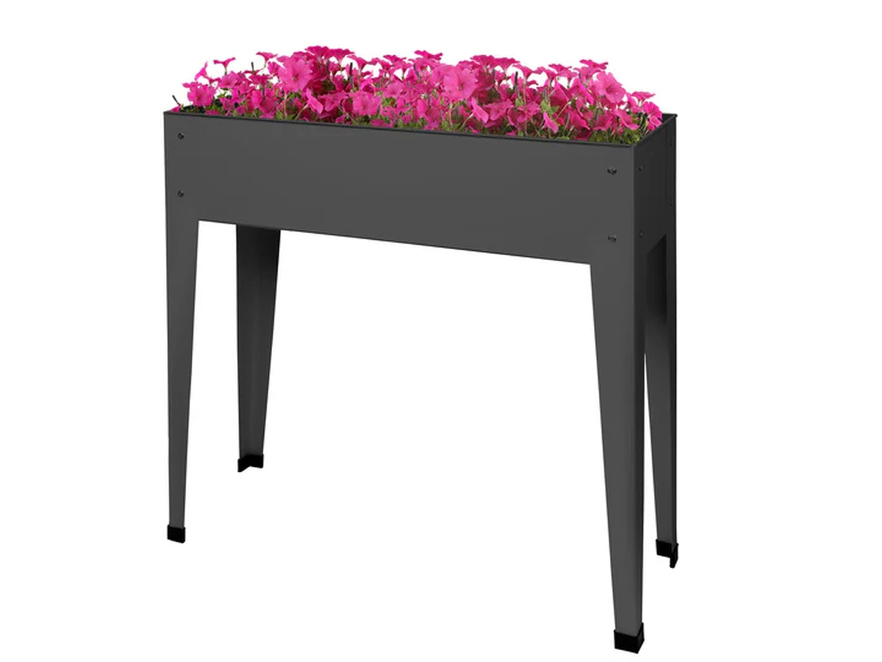 Fioriera rialzata rettangolare grigia in metallo design moderno h.80 cm- Vestiamo Casa
