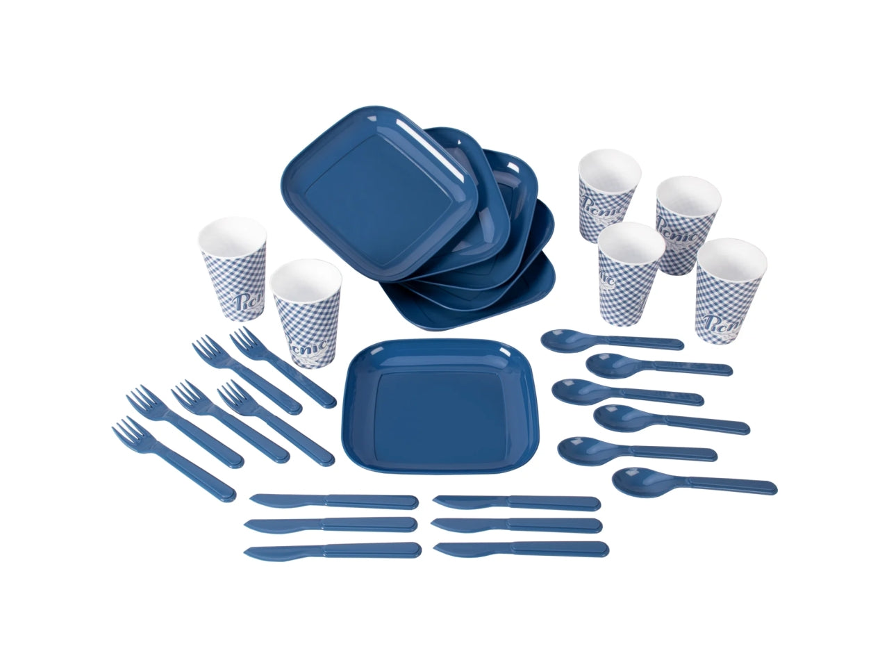 Set Pic-nic Multiuso 31 Pezzi - Disponibile in 2 Colori, Ideale per Picnic, Campeggio e Barbecue - 26x26x12cm