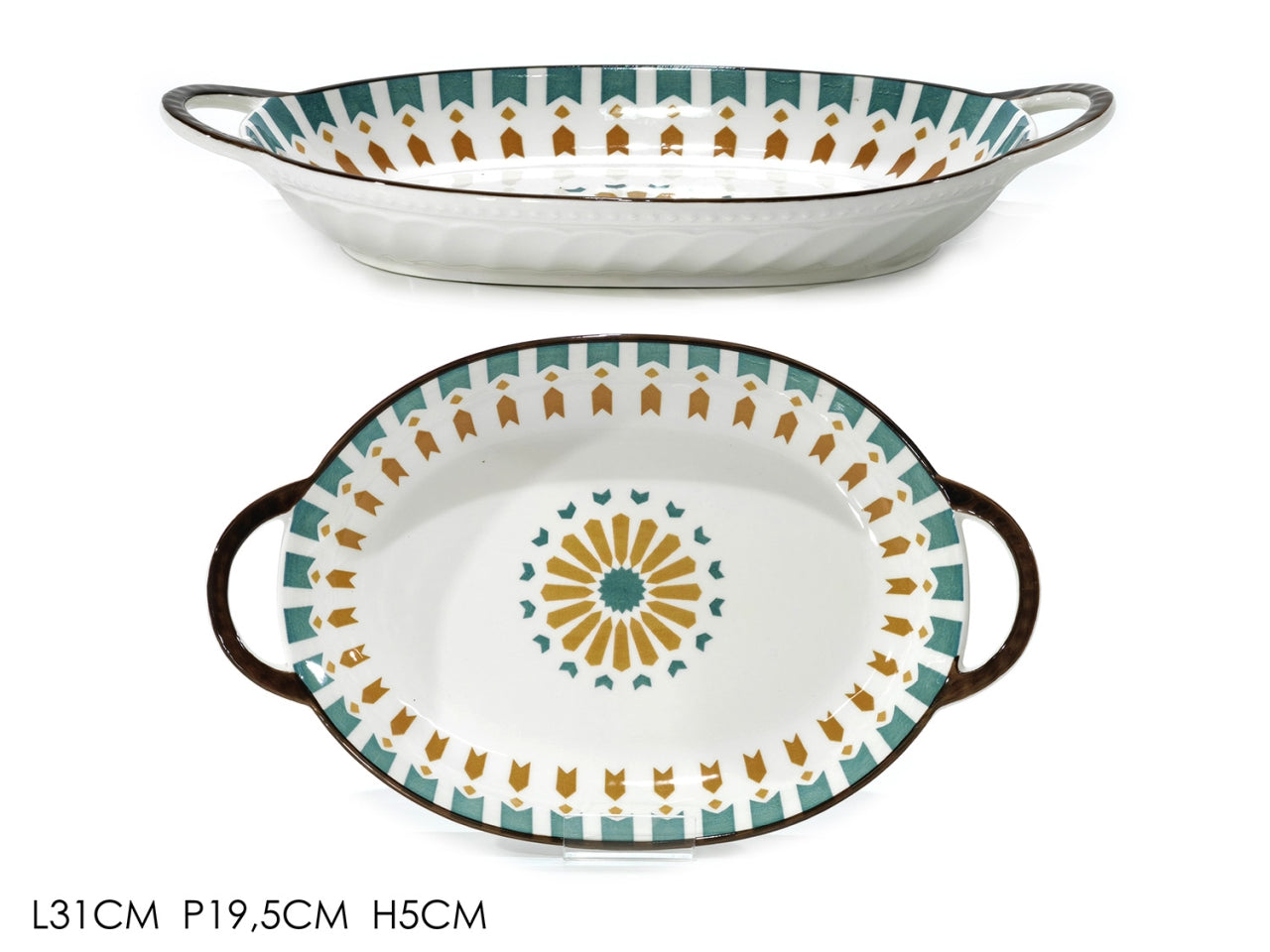 Antipastiera ovale in porcellana geometrica assortita stile moderno 31x19,5 cm - Gusto Casa