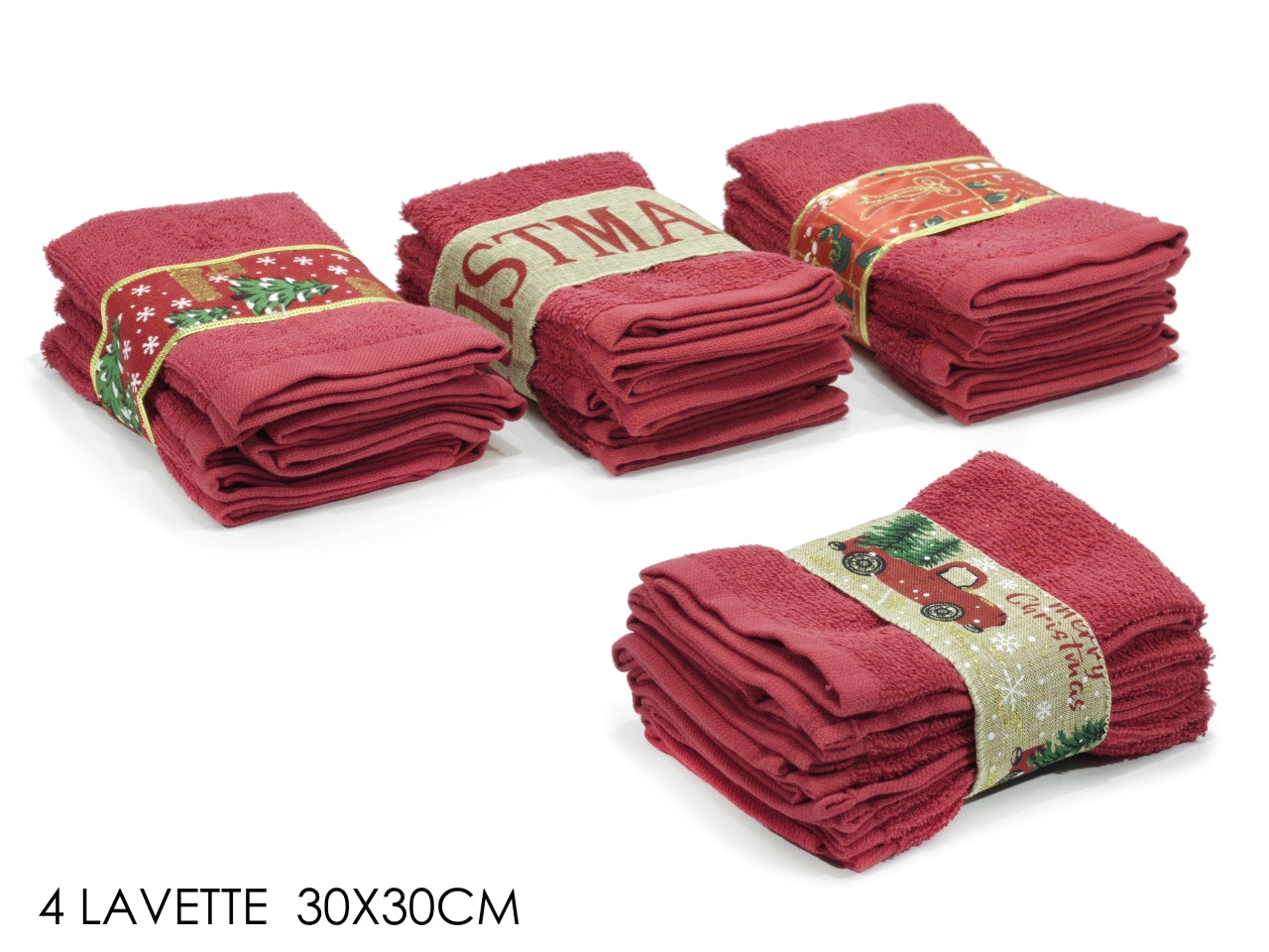 Lavette 30x30cm confezione da 4 pezzi rosso assortiti