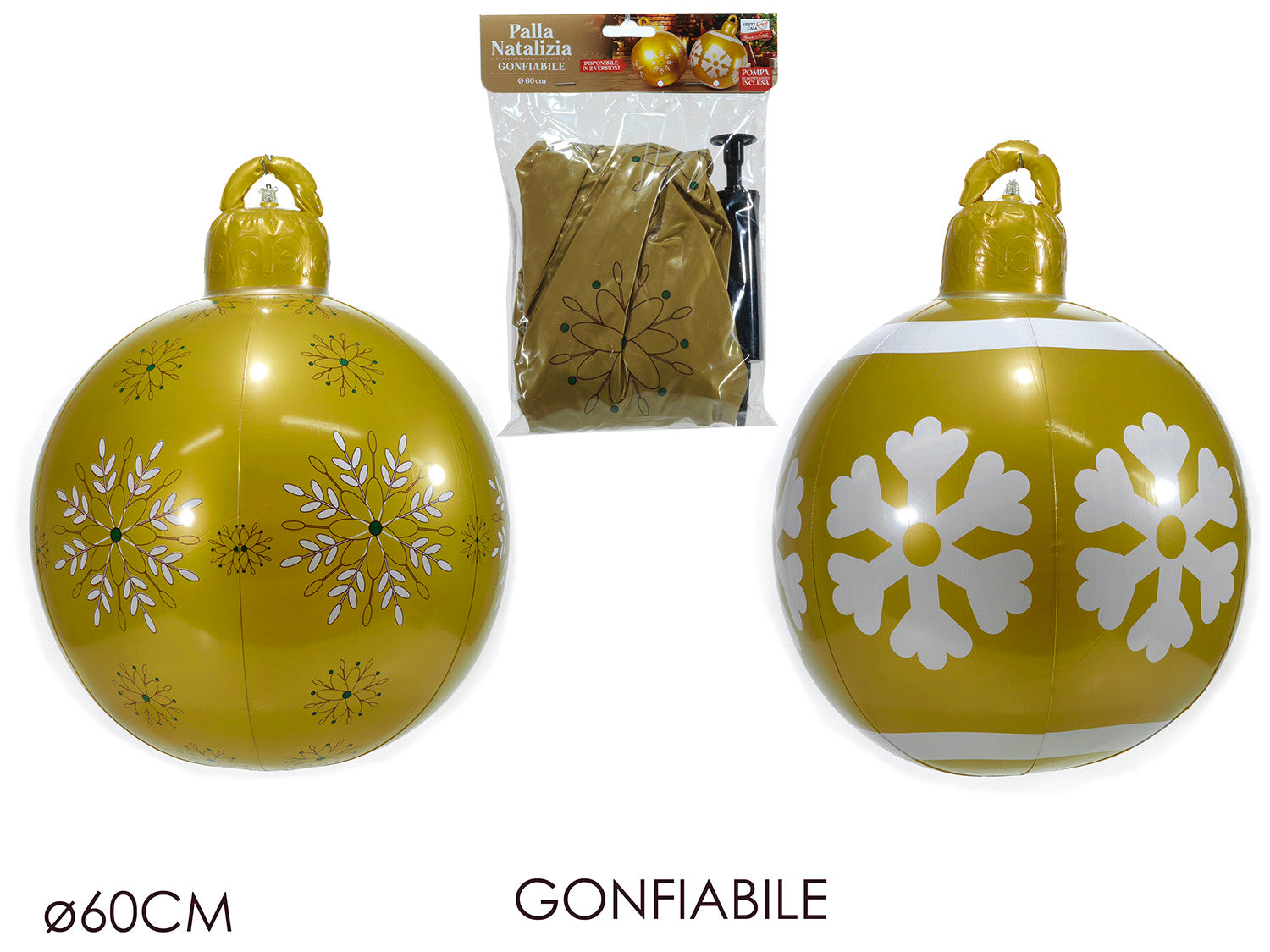 Palla natalizia gonfiabile 60cm oro assortite