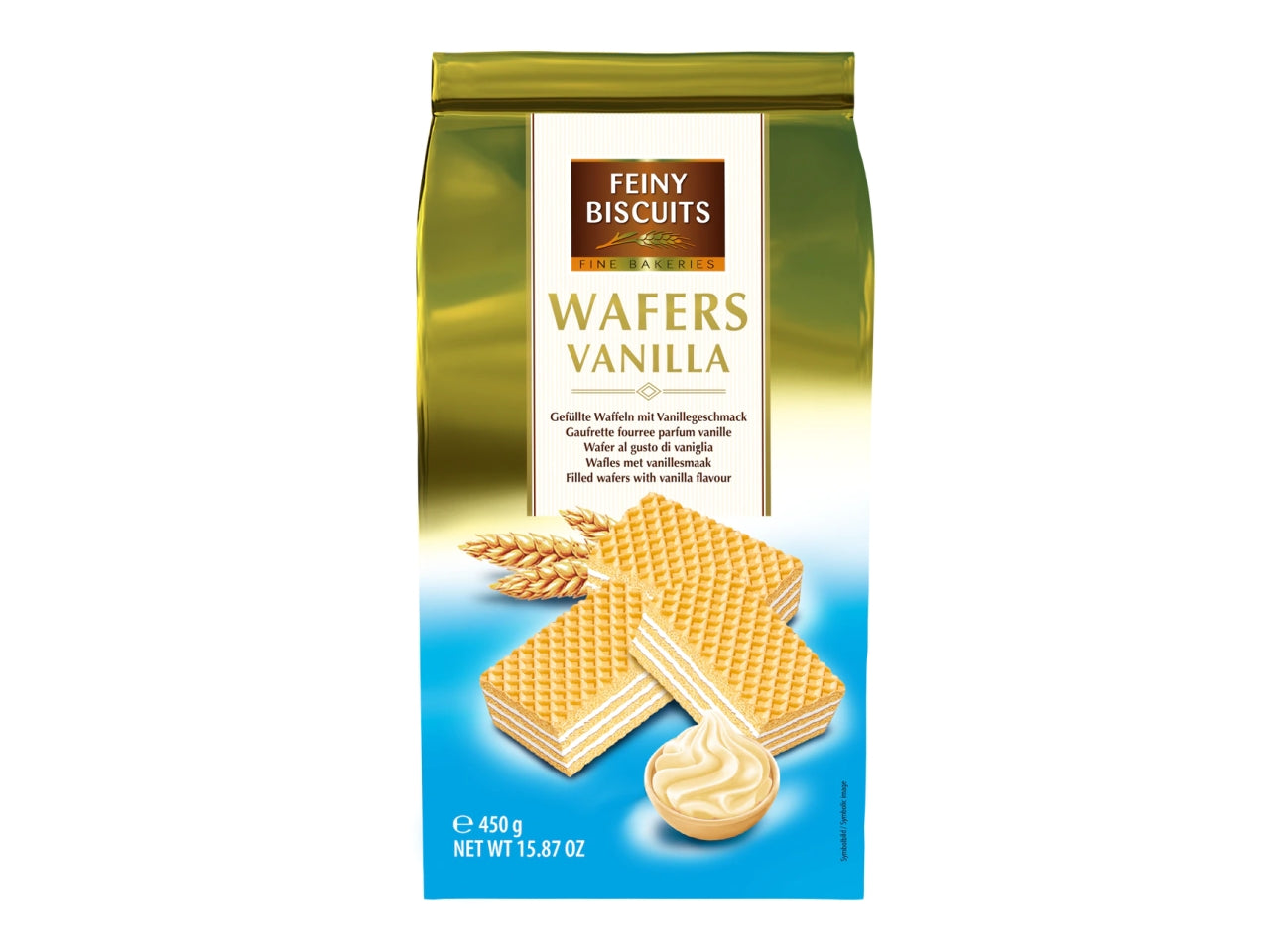 Wafer ripieno con crema e gusto di vaniglia