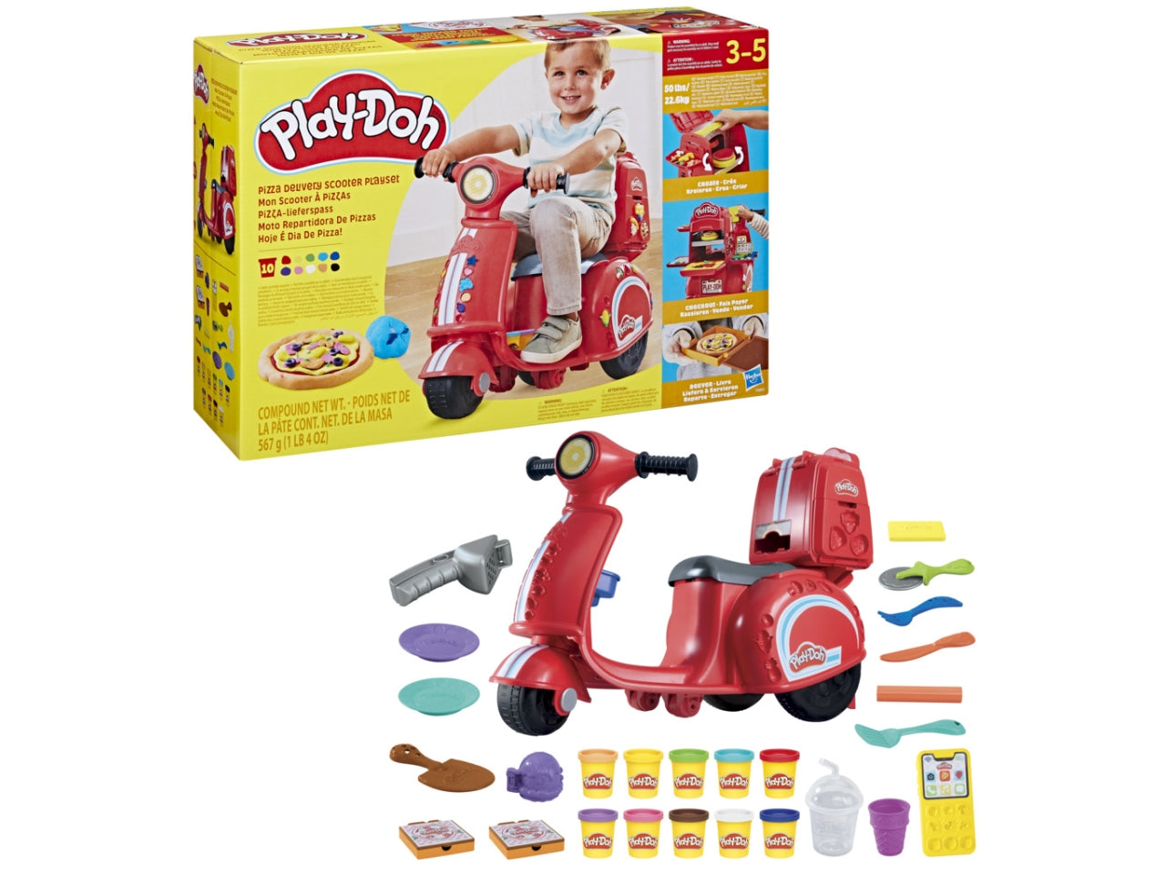 Pasta Modellabile Play-Doh Pizza Delivery Scooter: Set per Bambini 3+ | Dimensioni 20,3x62,2x43,2 - Hasbro