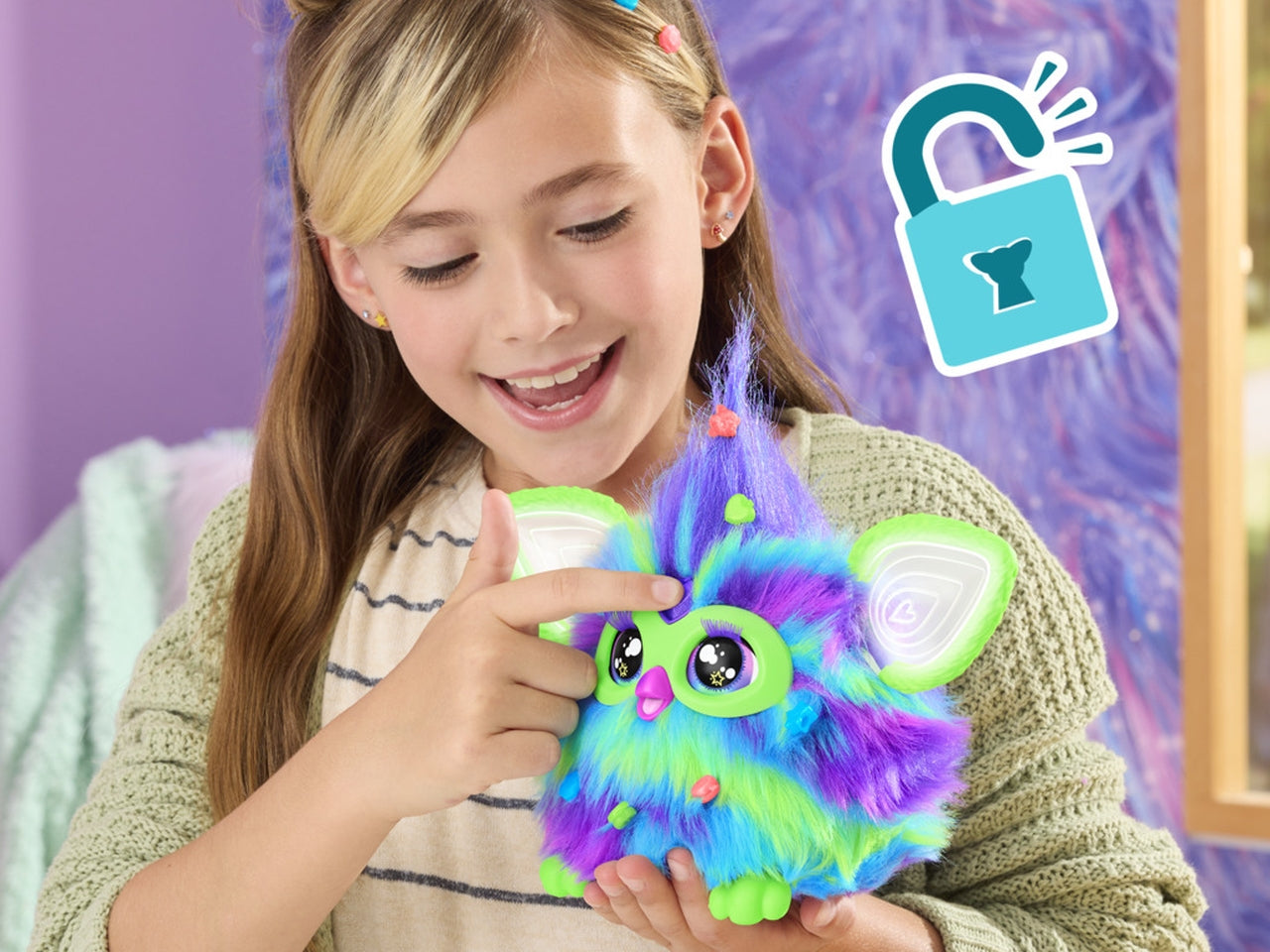 Peluche Elettronico Furby - Aurora Furborealis: Giocattolo per Bambine 6+ | Dimensioni 12,7x22,86x22,86 - Hasbro