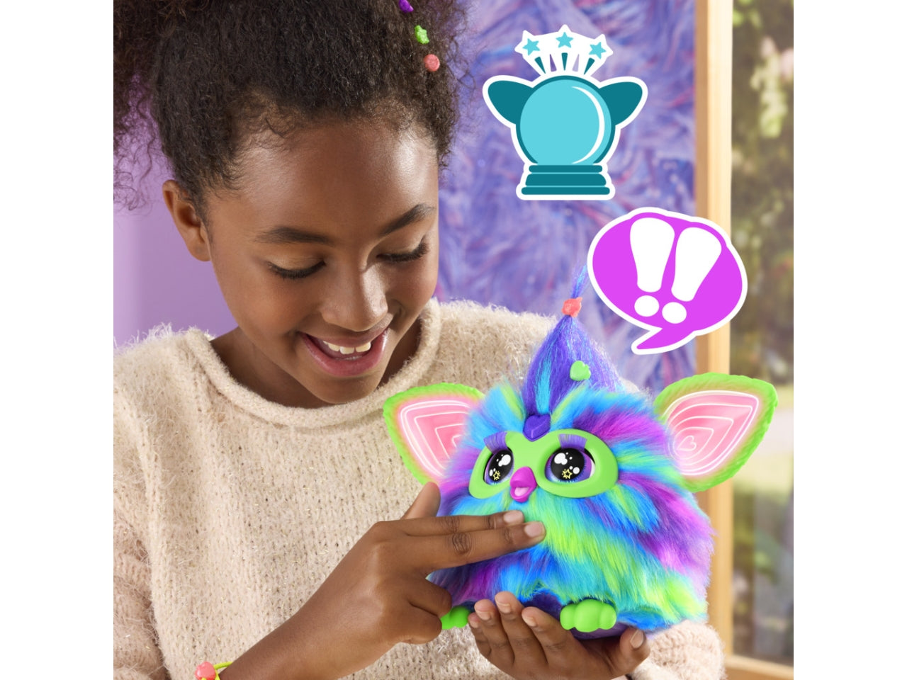 Peluche Elettronico Furby - Aurora Furborealis: Giocattolo per Bambine 6+ | Dimensioni 12,7x22,86x22,86 - Hasbro
