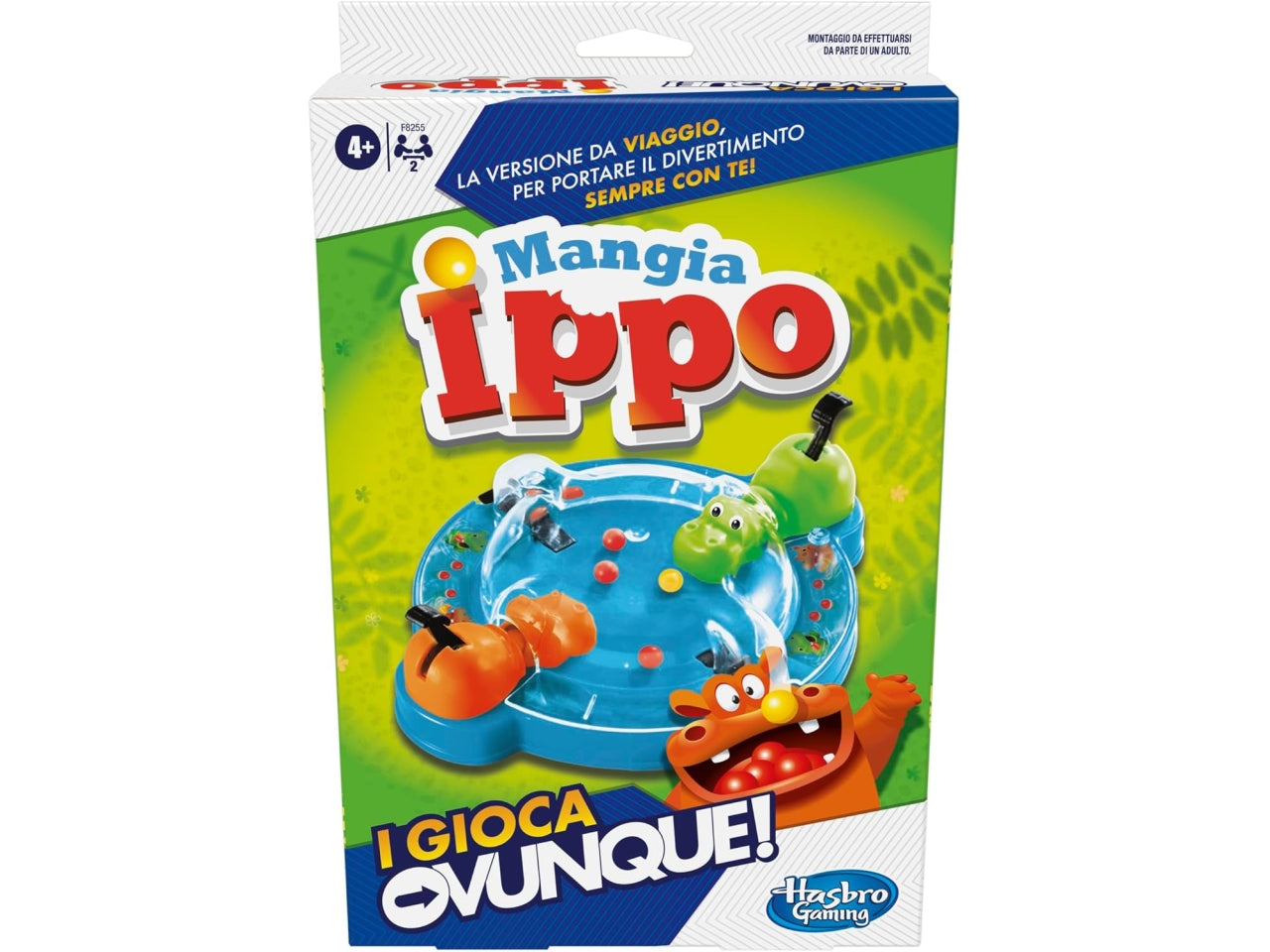Mangia Ippo, I Gioca Ovunque, gioco per bambini e bambine dai 4 anni in su, gioco portatile per 2 giocatori, gioco da viaggio per bambini e bambine, include 2 ippopotami affamati | Hasbro