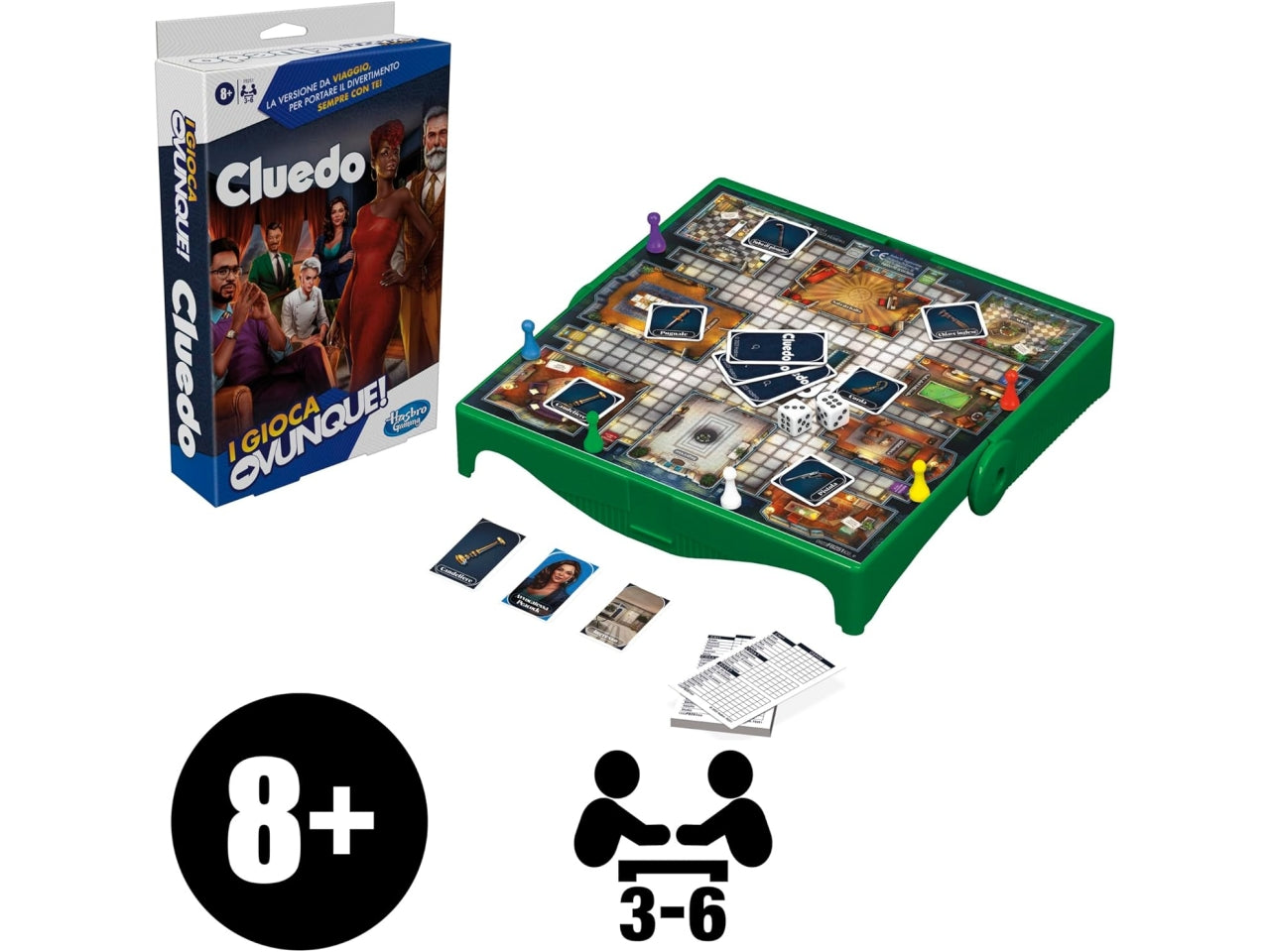Cluedo, I Gioca Ovunque, gioco dagli 8 anni in su, gioco portatile per 3-6 giocatori, gioco da viaggio | Hasbro