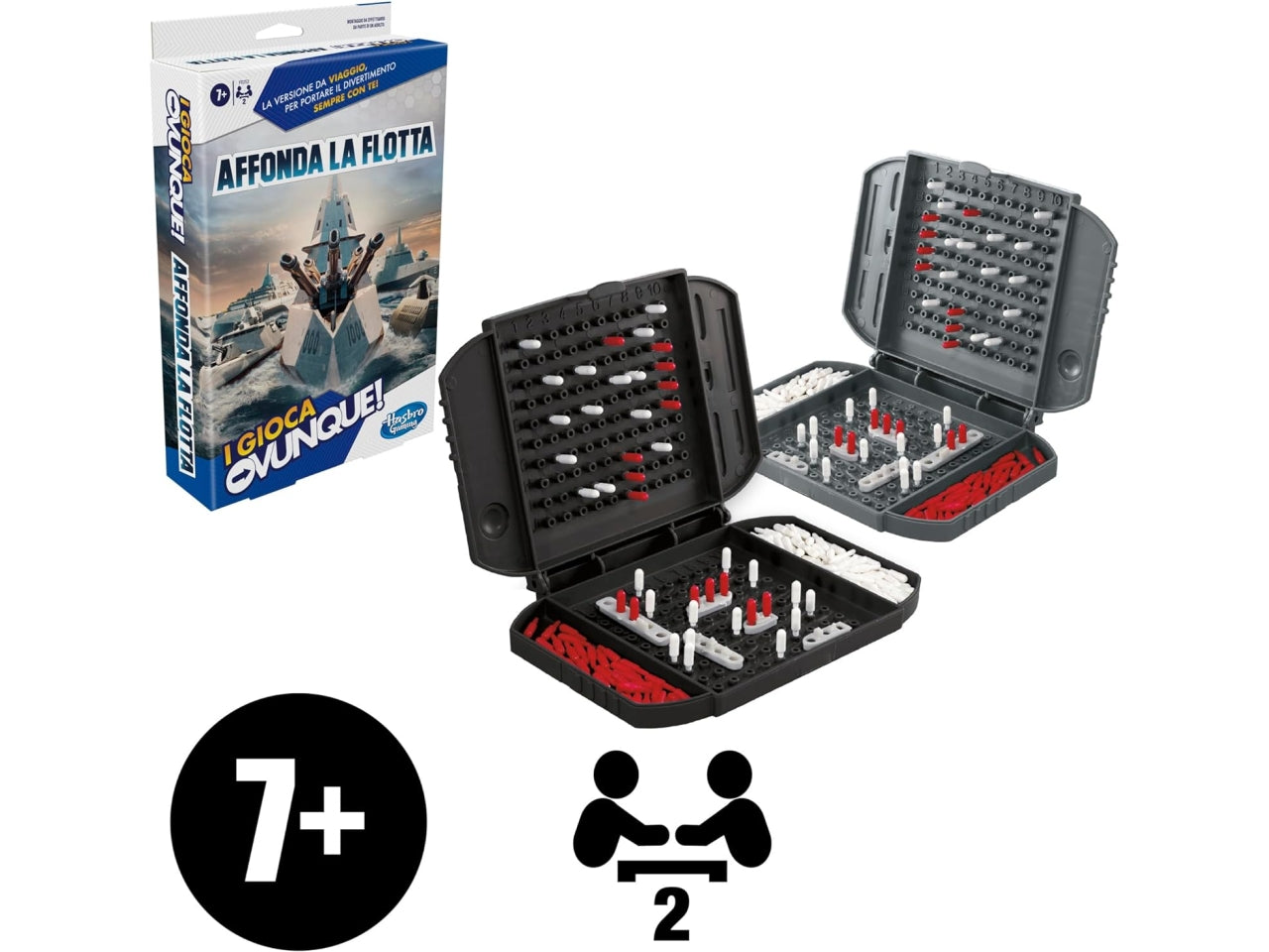 Affonda la Flotta, I Gioca Ovunque, gioco dai 7 anni in su, gioco portatile per 2 giocatori, gioco da viaggio per bambini e bambine | Hasbro