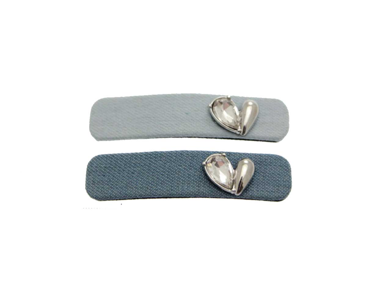Clic clac denim strass cuore 2pz