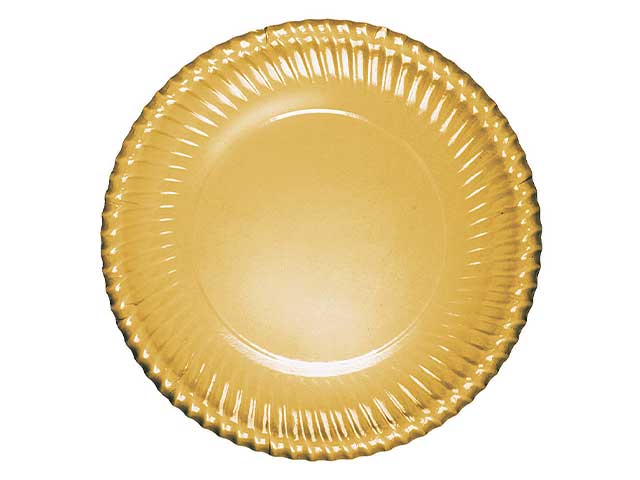 Vassoi in cartoncino d.30cm oro- la confezione contiene 6 vassoi