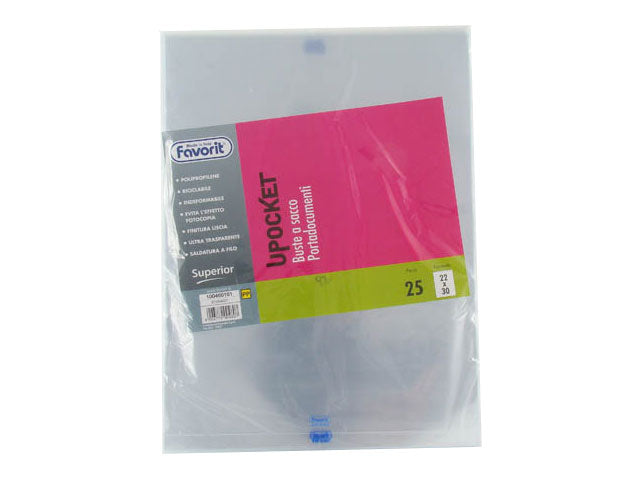 Buste a sacco favorit in polipropilene trasparente 22x30cm