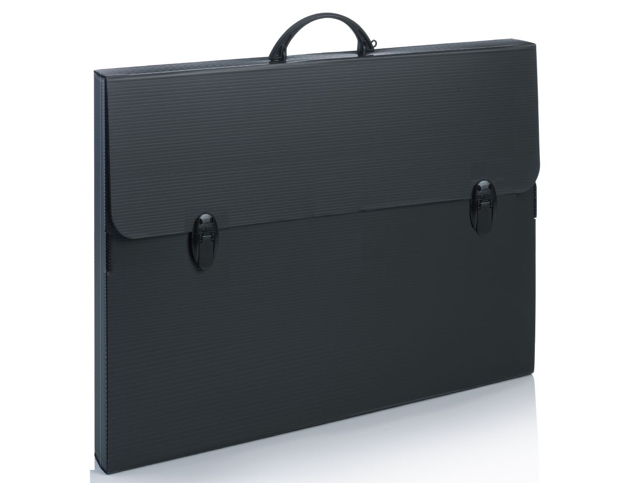 Valigetta polionda 73,5x52x3cm nera con bordo nero e due chiusure