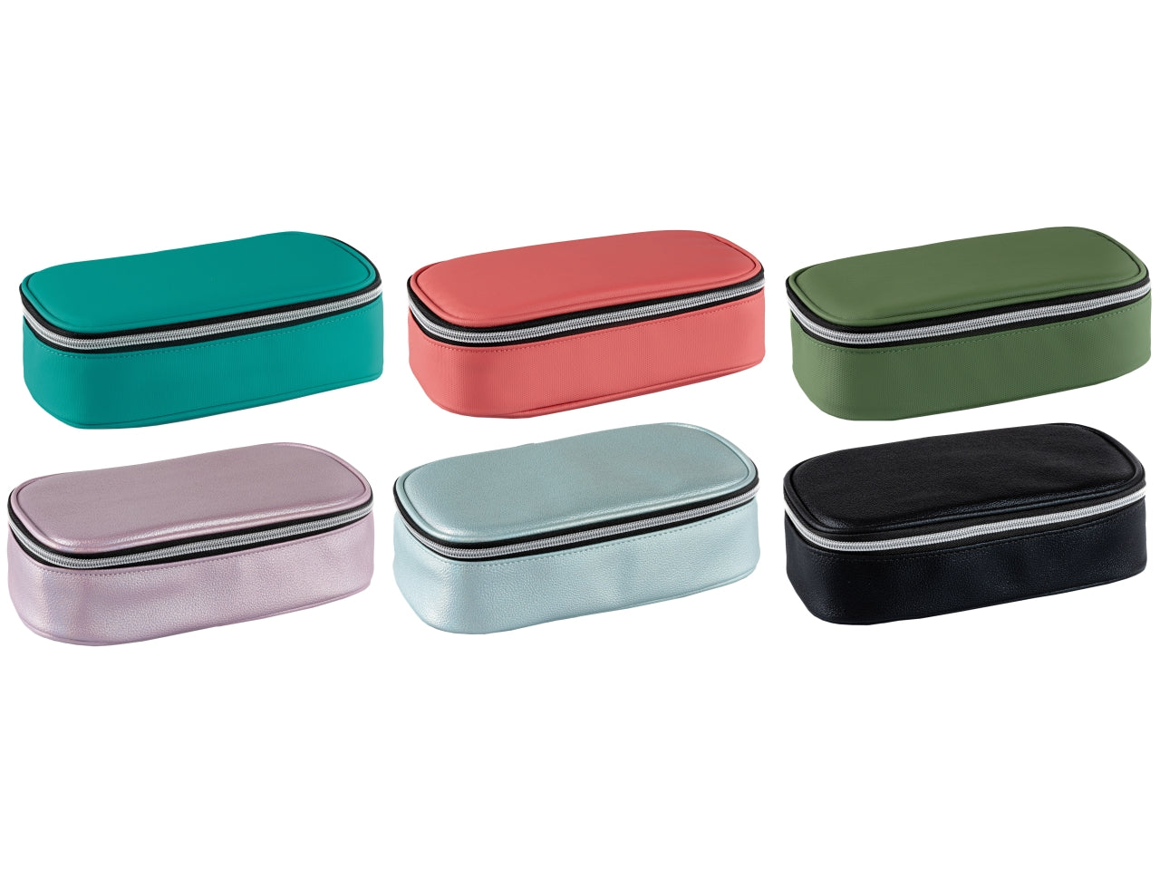 Astuccio portapenne ovale xl con 12 pastelli e 18 pennarelli