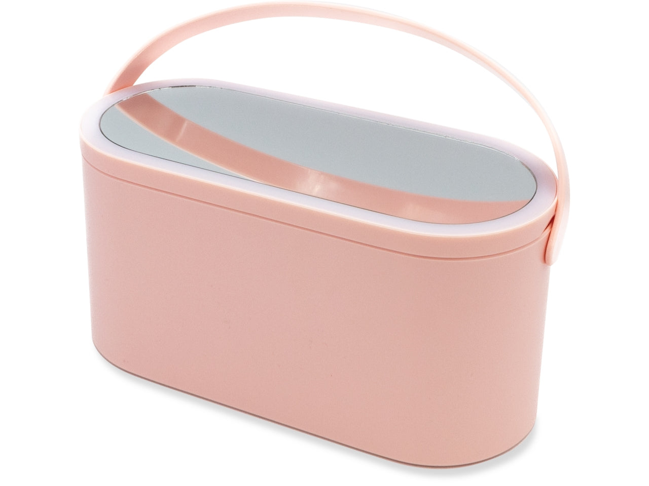 Beauty case da donna in plastica abs rosa con led e specchio 23.5x10.4x11.6 cm - Ibs