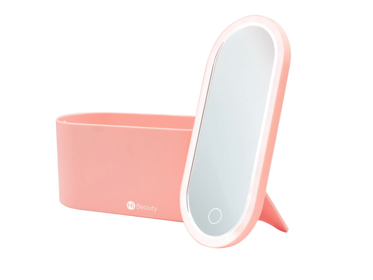 Beauty case da donna in plastica abs rosa con led e specchio 23.5x10.4x11.6 cm - Ibs