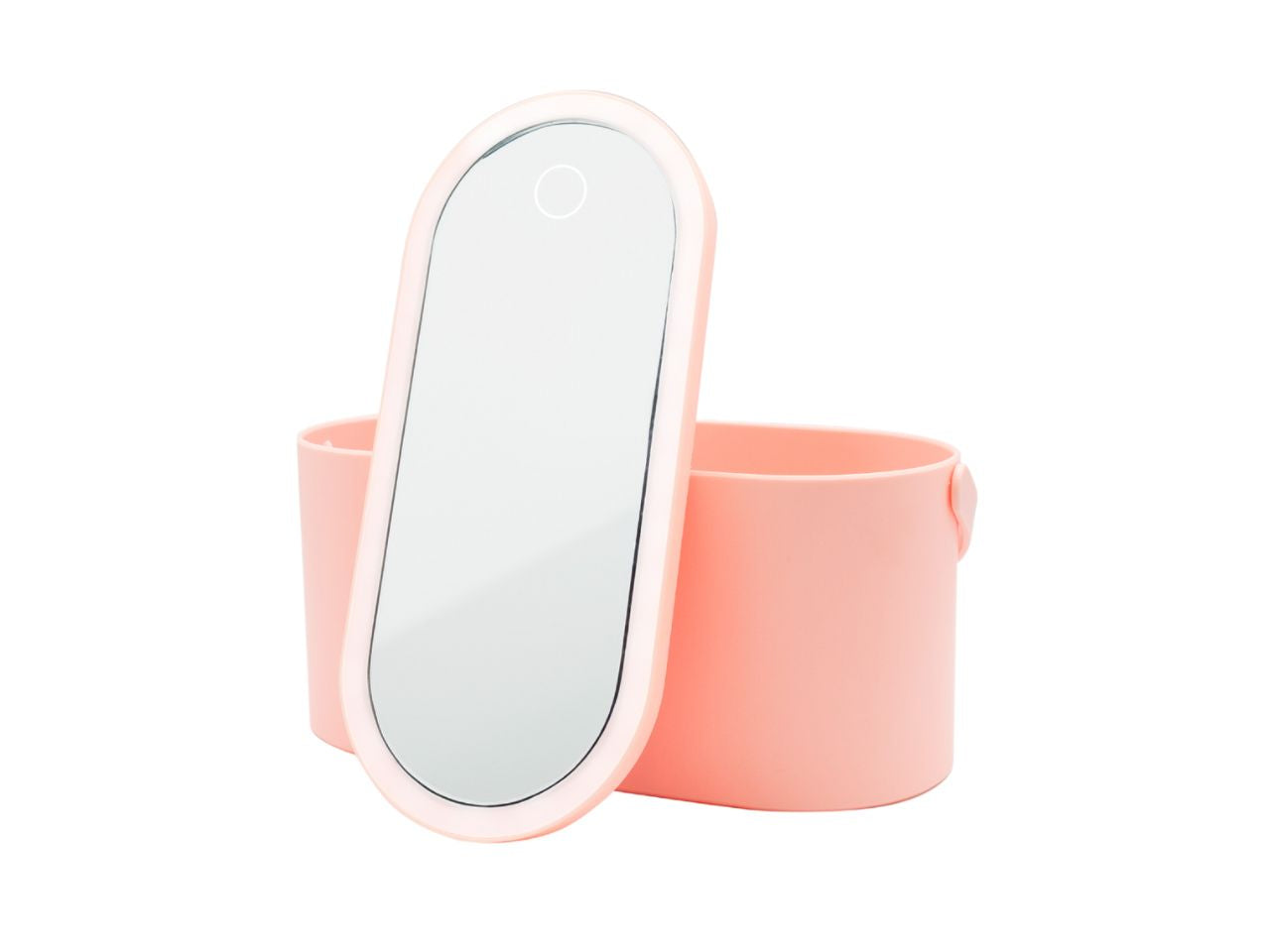 Beauty case da donna in plastica abs rosa con led e specchio 23.5x10.4x11.6 cm - Ibs