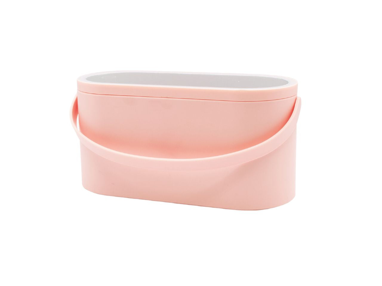 Beauty case da donna in plastica abs rosa con led e specchio 23.5x10.4x11.6 cm - Ibs