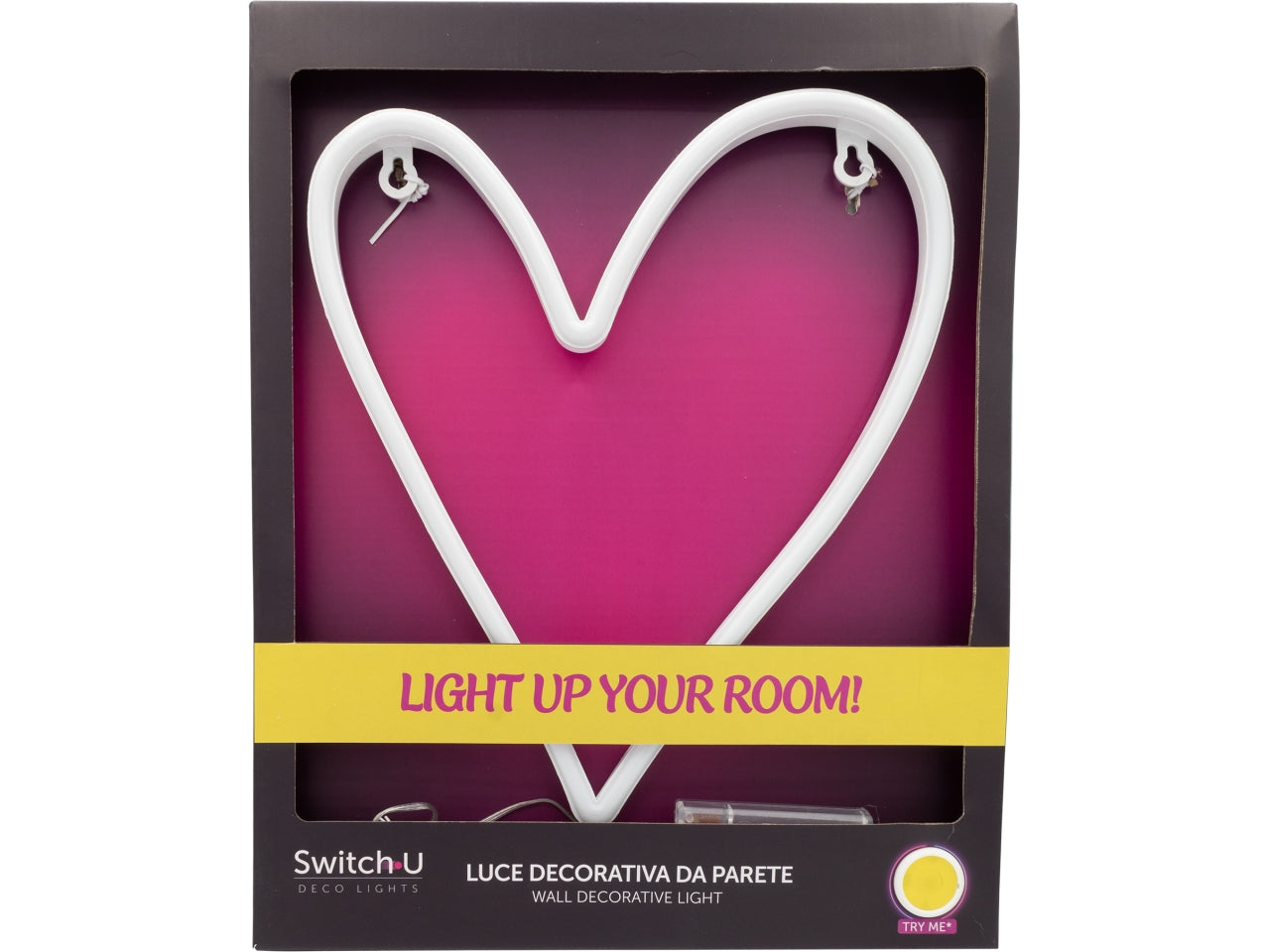 Luce neon cuore fucsia in plastica 29.7x24.5 cm - IBS